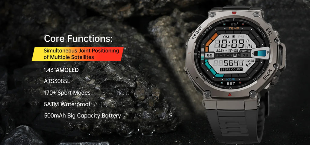 Military 2025 Smartwatch Men,1.43" AMOLED 5ATM Waterproof 170+ Sport Modes Smart Watch Built-in GPS BT Call for Xiaomi Samsung