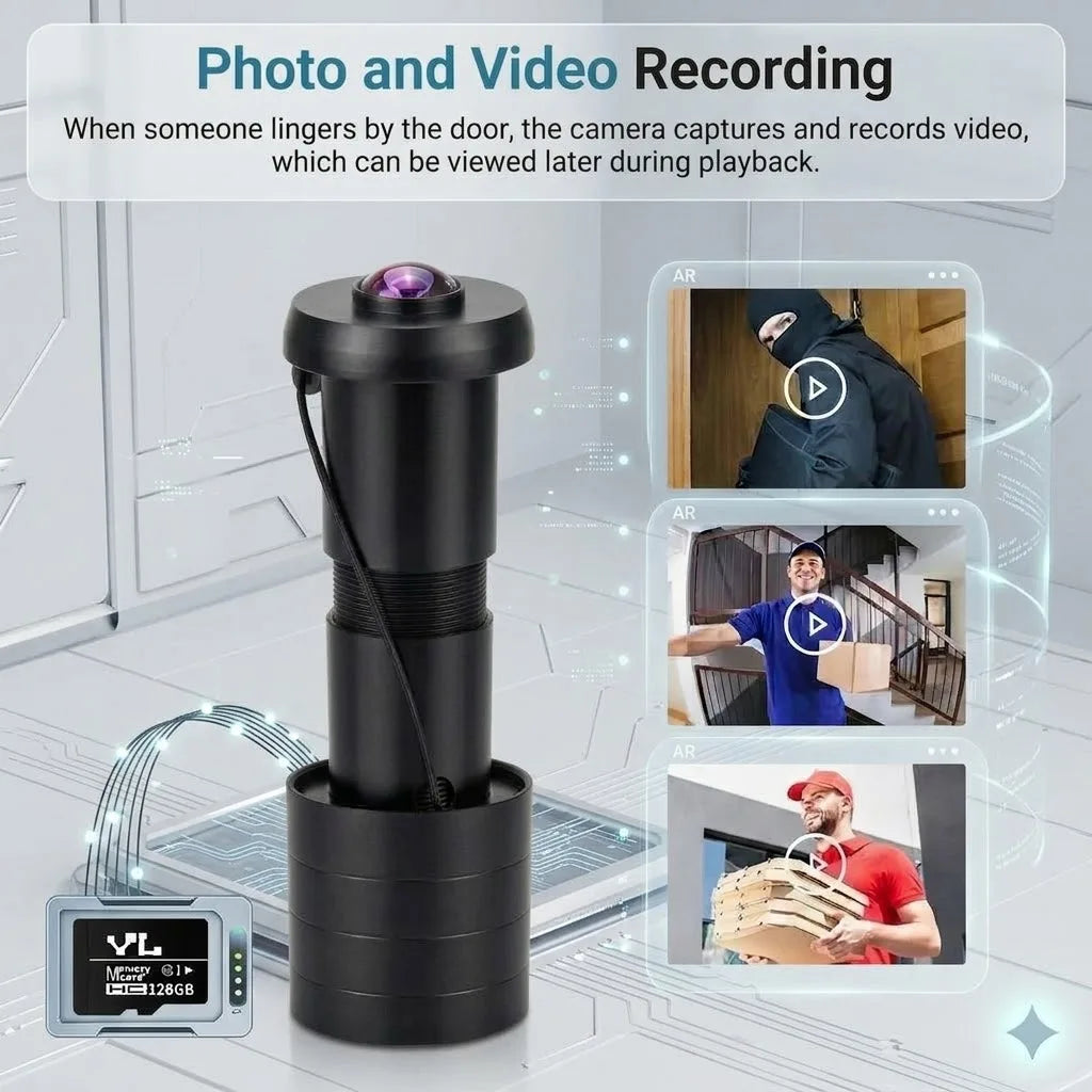 IR Night Vision 3MP 2K HD 180° Video Doorbell Peephole Camera Two-Way Audio Motion Detect, Tuya App, Dual WiFi, EU/US/UK/AU Plug