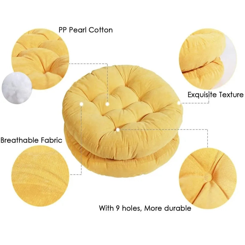 Grey Floor Seat Cushion Pillow Round Large Pillows Seating for Adults Tufted Corduroy Floor Cushions for Living Room Tatami 방석