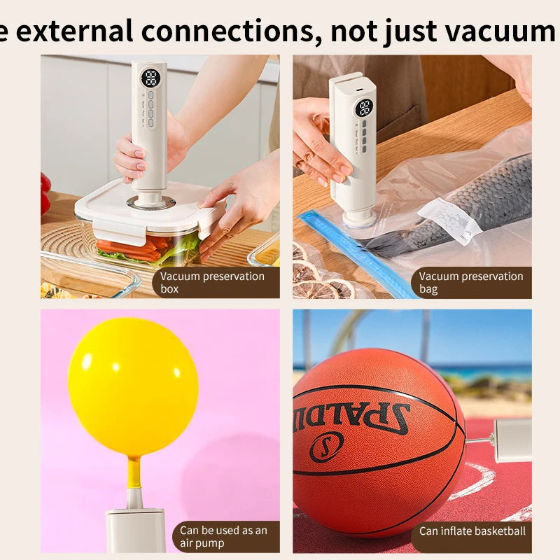 Portable Vacuum Sealer Machine 62kPa Rechargeable Food Vacuum Sealing Machine 150mm Heat Sealer with 3 Temperature Levels
