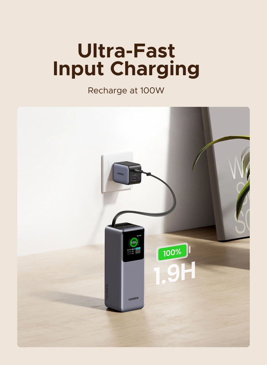 Portable Power Bank 165W 20000mAh PD3.0 Fast Charger for Laptops Tidesmit