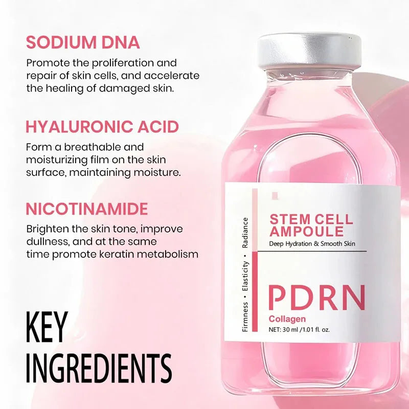 Stem Cell Ampoule Essence, Pink PDRN Ampoule, Collagen Moisturizing Anti-Aging Essence