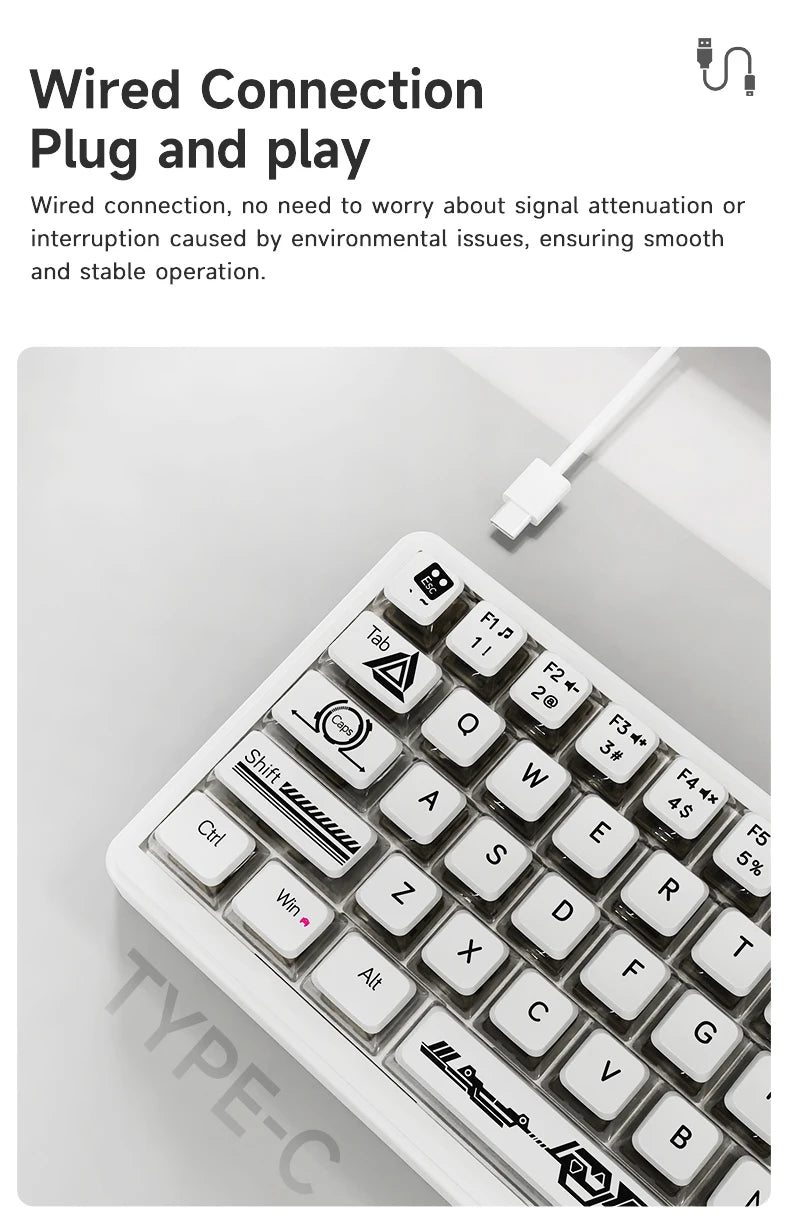 AJAZZ AK690 65% Mechanical Keyboard Wired USB Plug and Play Full-key Hot-Swap Mixed Light 68 Keys Gaming Keyboard for Laptop PC