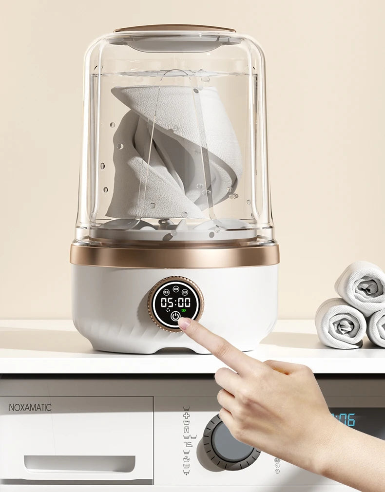 Tidesmit 2L wireless portable mini washing machine featuring laundry cup design for baby clothes, angle view 25