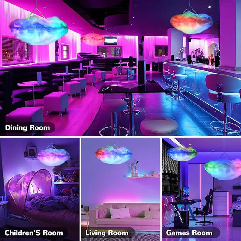 39.3inch 3D Thunder Cloud LED Ambient Light Remote and APP Control DIY Color Changing Light Lamp for Game Room Party Club