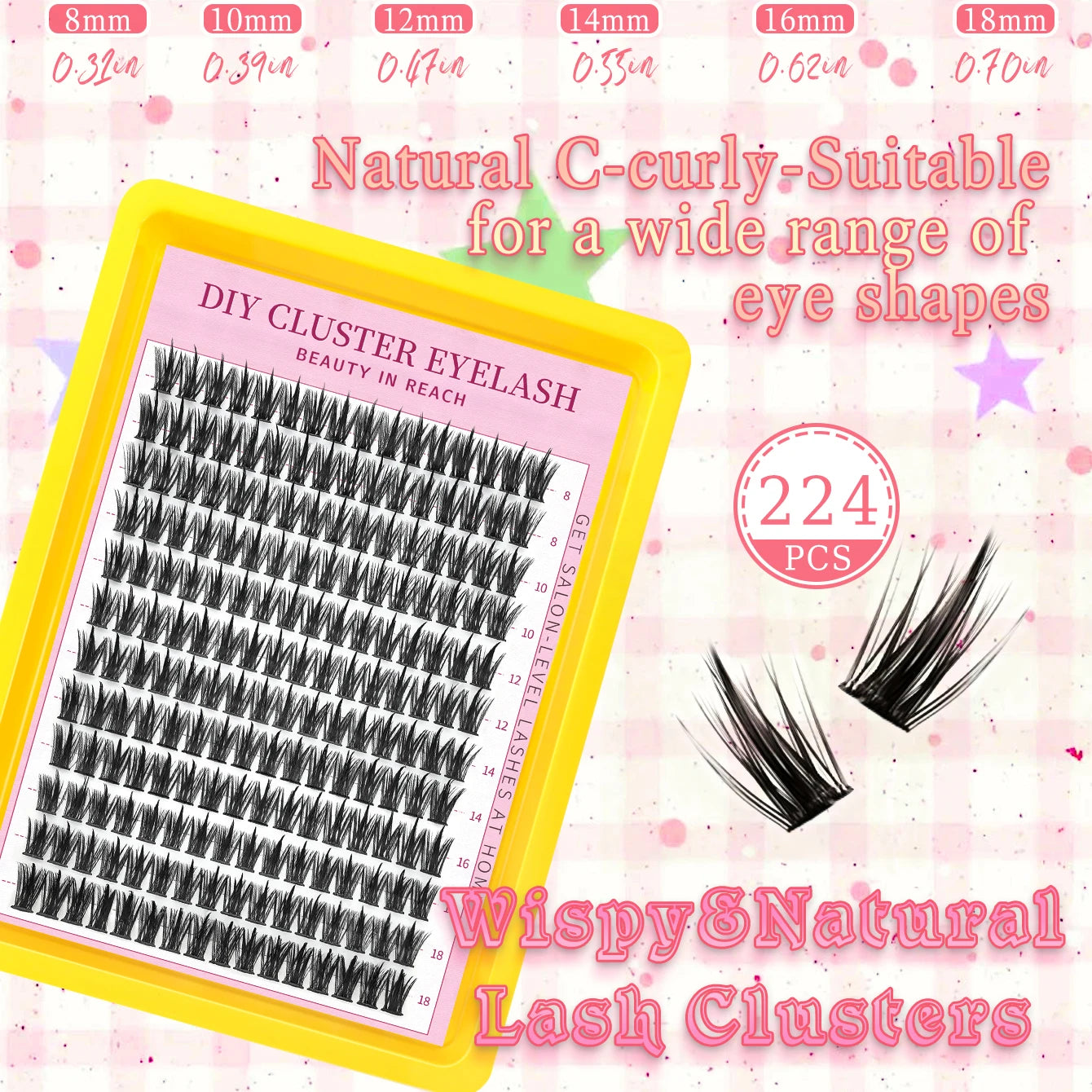 Cluster Lashes 192 Rows Faux Mink Natural 3D Extensions Mix False Eyelashes Tidesmit