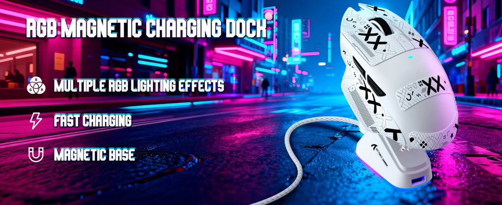 ATTACK SHARK V6 65g Wireless Gaming Mouse RGB Magnetic Charging Dock Wireless/Wired Mouse 1K Polling PAW3311 Office Gamer Mice