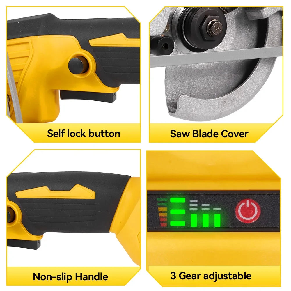 MELLWIN 5 Inch Brushless Electric Circular Saw Cordless Multi-Angle Saw Woodworking Power Tool Set For Makita 18V Battery Pin