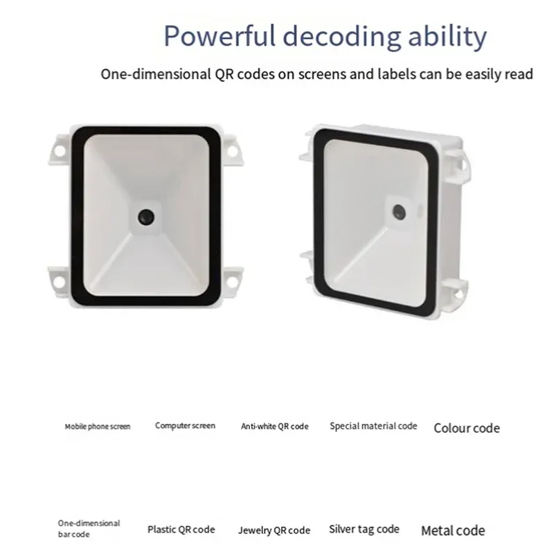 Embedded 2D barcode scanner module showing dual scan window designs