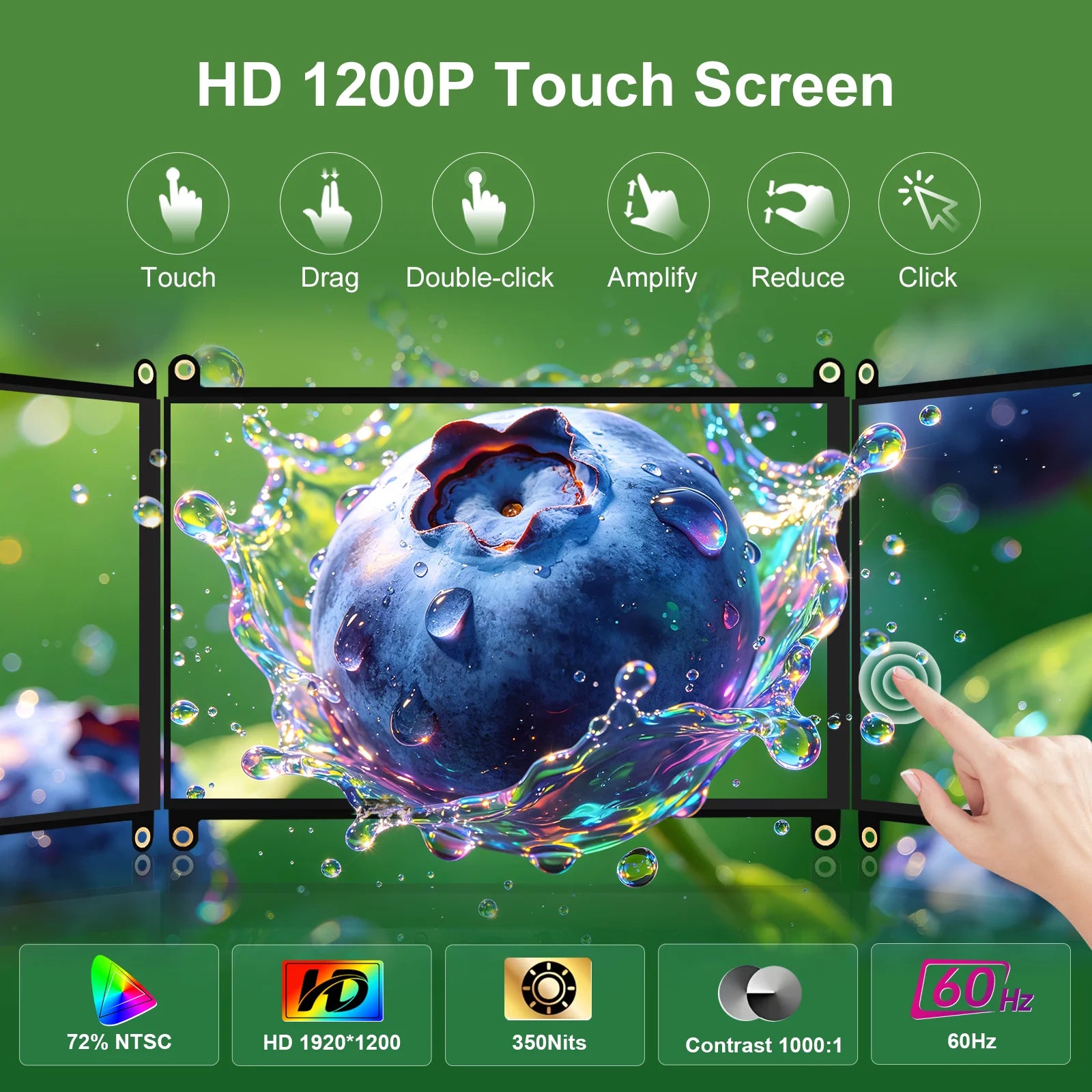 8 Inch Raspberry Pi Touch Monitor 1920×1200 IPS 10-Point Touch Screen Built-in Speaker HDMI Display for Pi 5 4B PC Case 3D Print