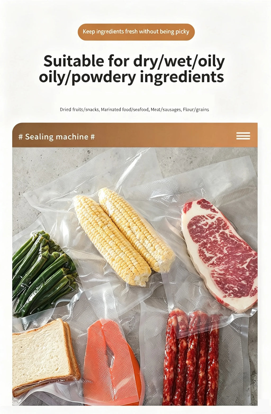 Electric Vacuum Sealing Machine Food Storage Sealing Touch Dry/Wet Built-in Cutter Kitchen Food Sealing Vacuum Packaging Machine