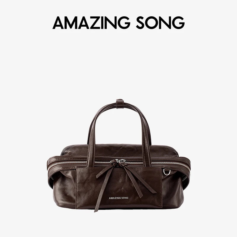 Amazing Song Original Design Cheese Roll Pillow Bag Small Top Grain Leather 2026 New Fashionable Women's bags