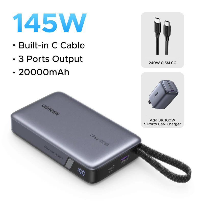 145W 20000mAh Laptop Power Bank with PD Fast Charging - Tidesmit Add 100W UK Charger China Mainland Tidesmit