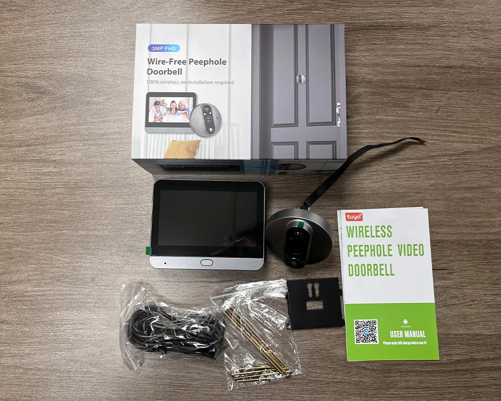 3MP Wi-Fi Tuya SmartLife Battery Powered 940nm No Visible Light Infrared Audio Video Door Eye Digital Viewer PIR Doorbell Camera