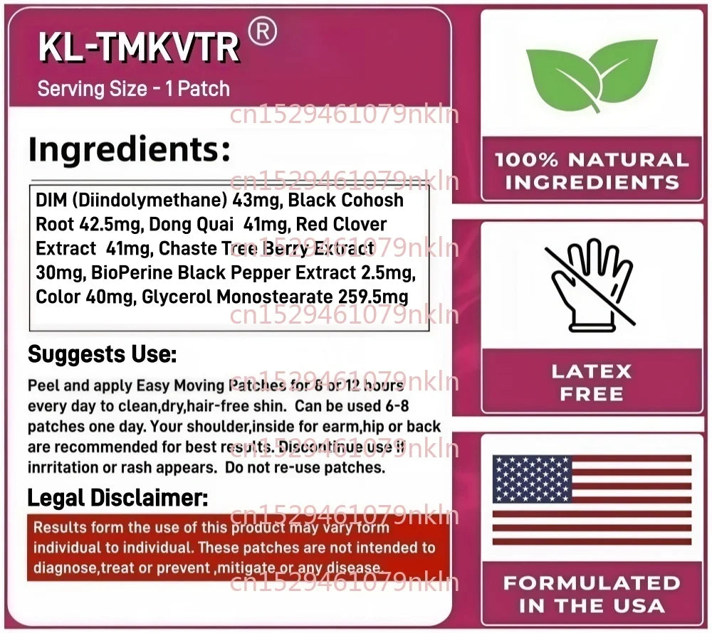 30 Patches Menopause Vitamins Transdermal Patches with Black Cohosh, Red Clover - Hot Flashes, Night Sweats & Mood Support
