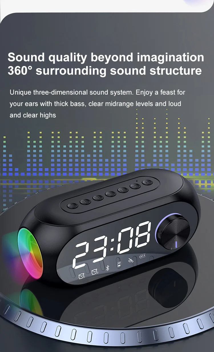 Alarm Clock Portable Bluetooth Speaker Radio FM Subwoofer Wireless Sound Box Music Mini Woofers Caixa De Som Coluna Lamp Bocina