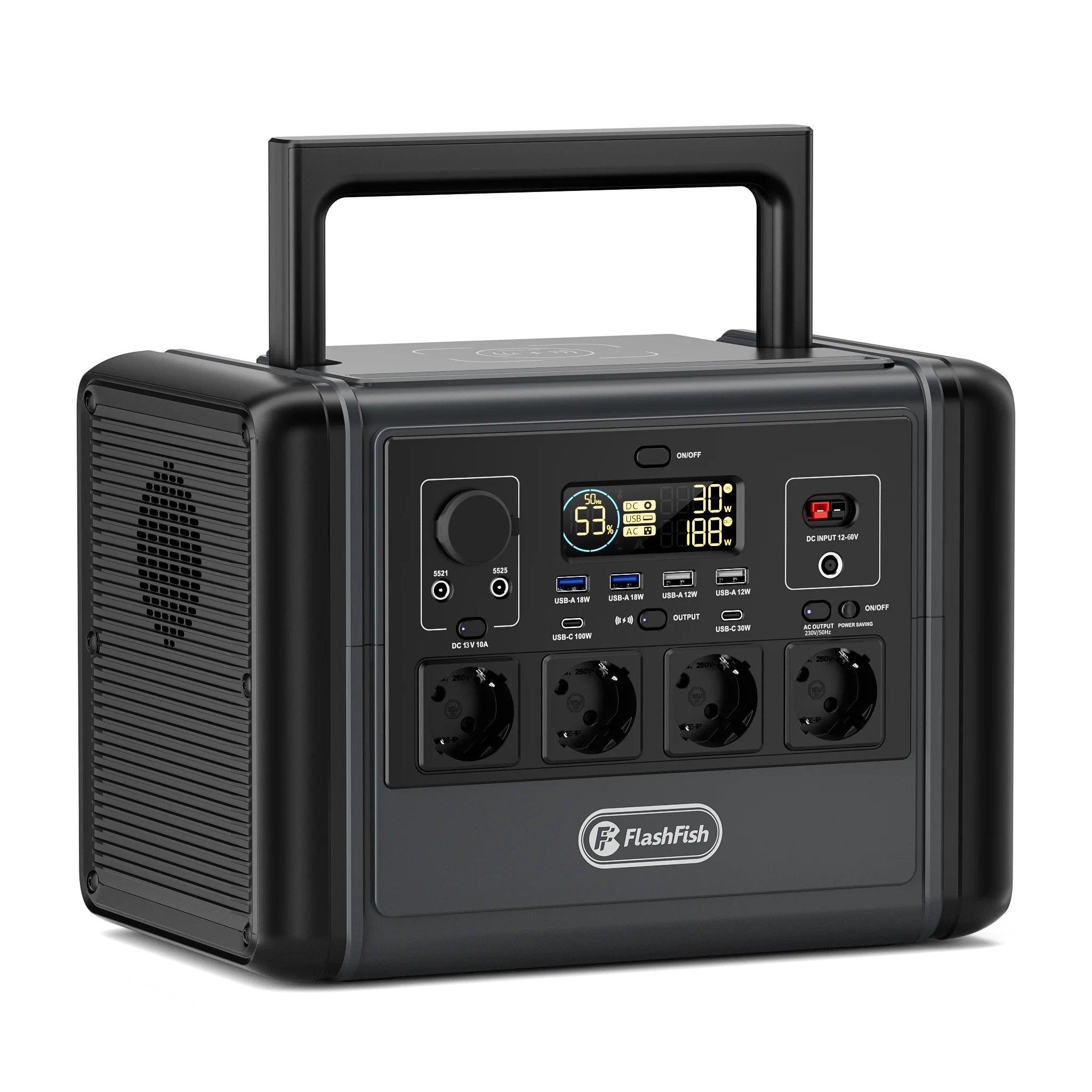 Portable Power Station FlashFish T1200S 768Wh 1200W LiFePO4 Solar Generator, PD Fast Charge Wireless Charging Outdoor Emergency Battery Pack