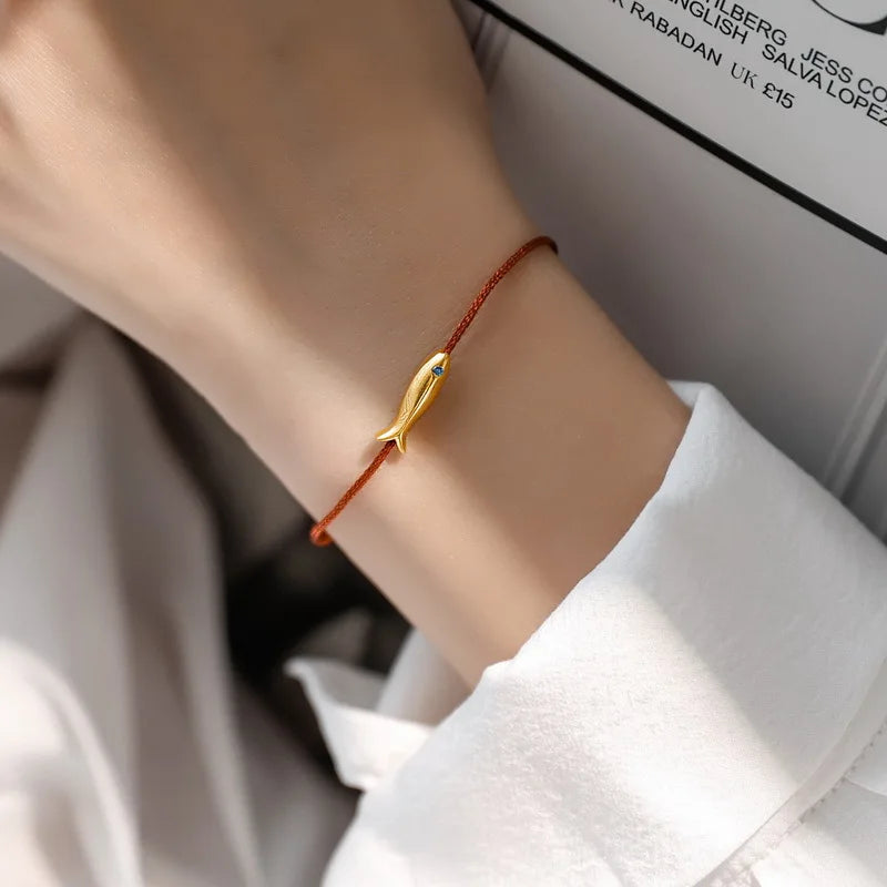925 Sterling Silver Koi Fish Anklet Rope for Women Girl Cute Fashion Summer Jewelry Dropshipping Wholesale