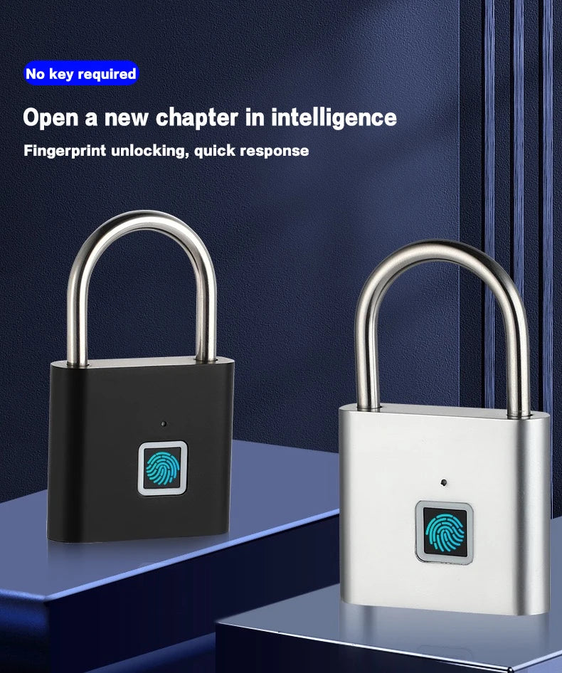 CDOK P2 Fingerprint Padlock, Built-in Rechargeable Battery, Outdoor Waterproof, Easy to Use