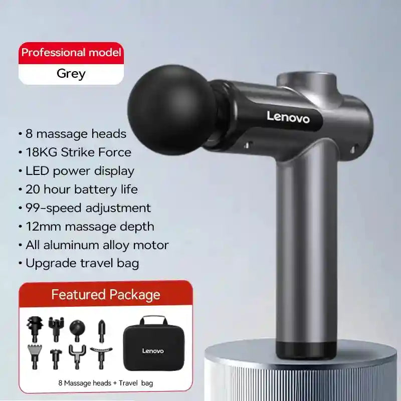 Deep Tissue Massage Gun - 8 Heads Electric Muscle Relief Device Body Shaping Massage Equipment Grey-bag Tidesmit