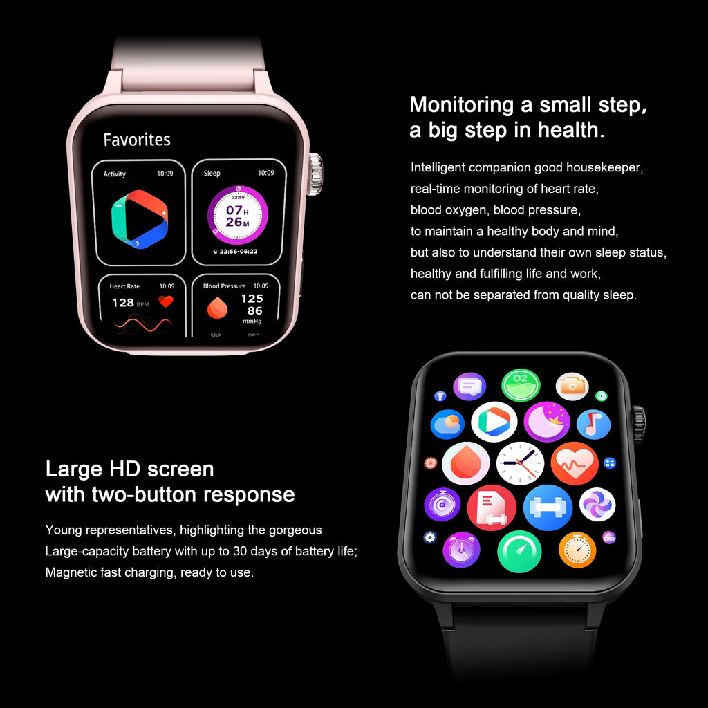 1.85‘’ HD Screen Smartwatch Health Monitoring 100+ Sport Modes Fitness Tracking Bluetooth Smart Watches for Men Women Gifts