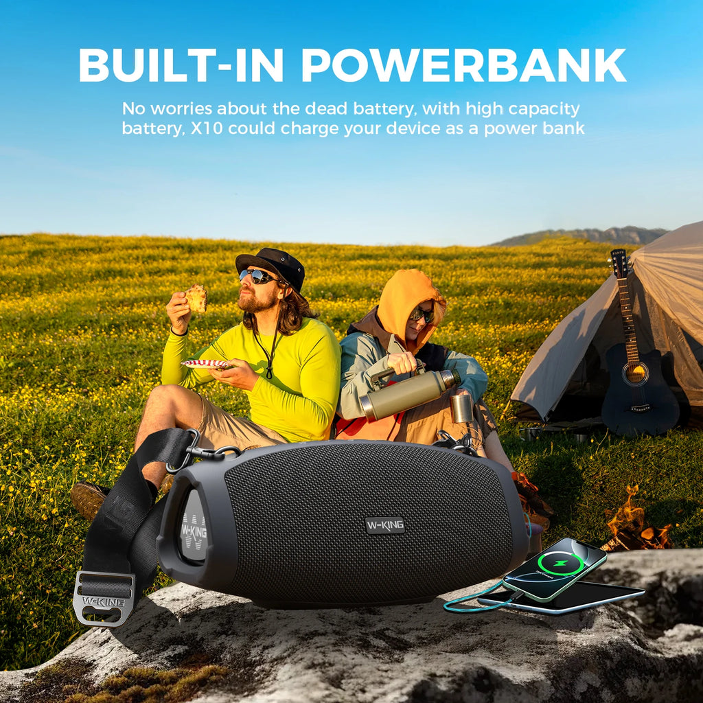 W-KING X10MIC Portable Loud Bluetooth Speakers (120W PEAK)70W with Wireless Microphone,  Waterproof Outdoor Wireless Bluetooth