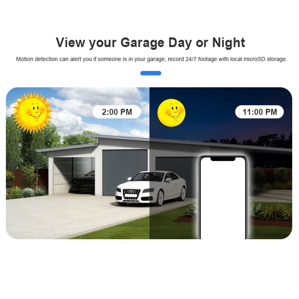 Tuya SmartLife WiFi Garage Door Opener with 3MP Camera Remote Control Two Way Audio Night Vision Recording Alexa Google Support