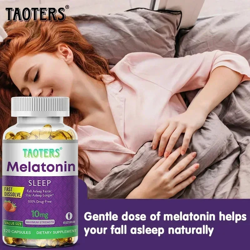 Melatonin capsules 10MG - promotes restful sleep and reduces stress, uninterrupted sleep, antioxidant effect