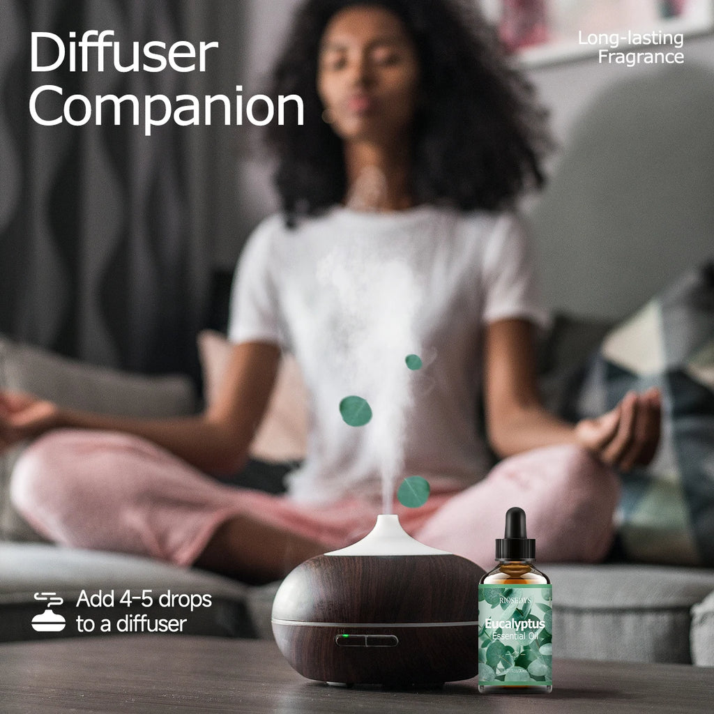 Eucalyptus essential oil, a botanical fragrance, nourishes hair and provides body massage care; suitable for all seasons.