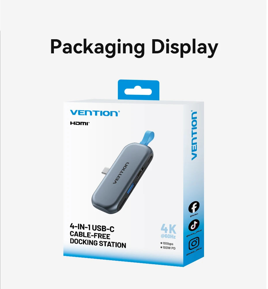 USB C Hub 4K 60Hz Adapter - 100W PD Charging for Laptop - Space Gray Tidesmit