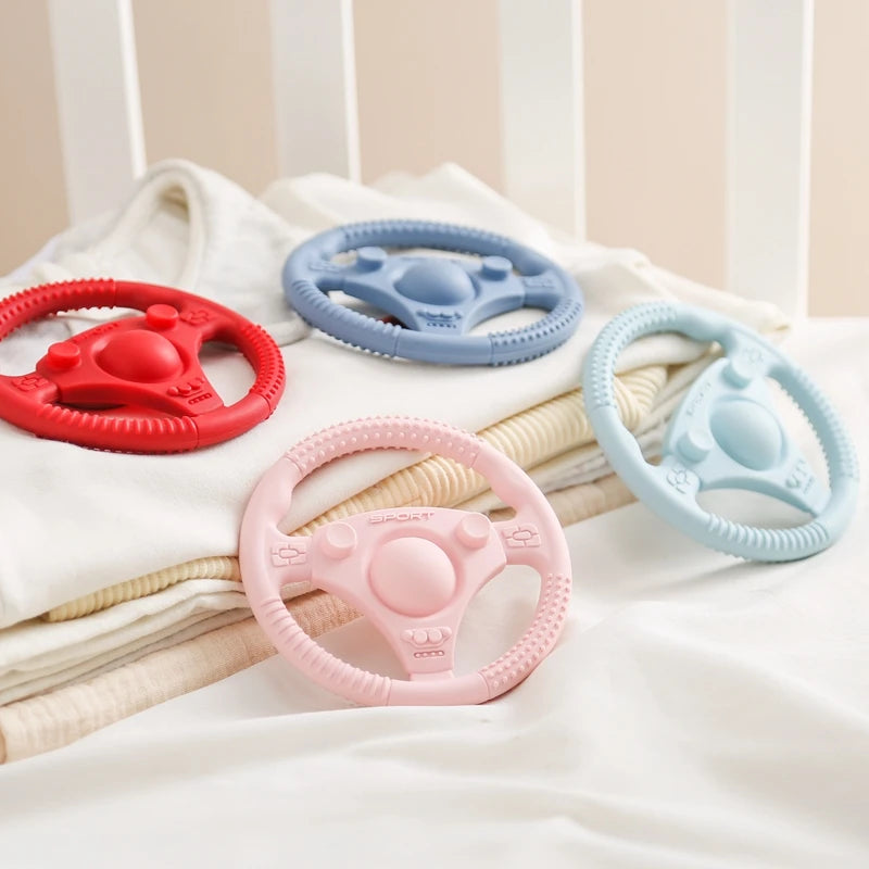 1PC Baby Food Grade Silicone Car Steering Wheel Nursing Teething Toys BPA Free Silicone Teether Toys For Newborn Teething Toys