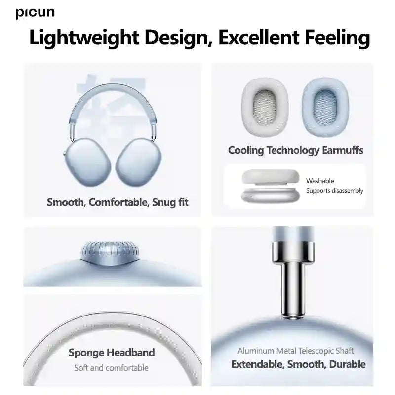 Wireless Headphones with Hybrid Active Noise Cancellation & 180H Battery Tidesmit