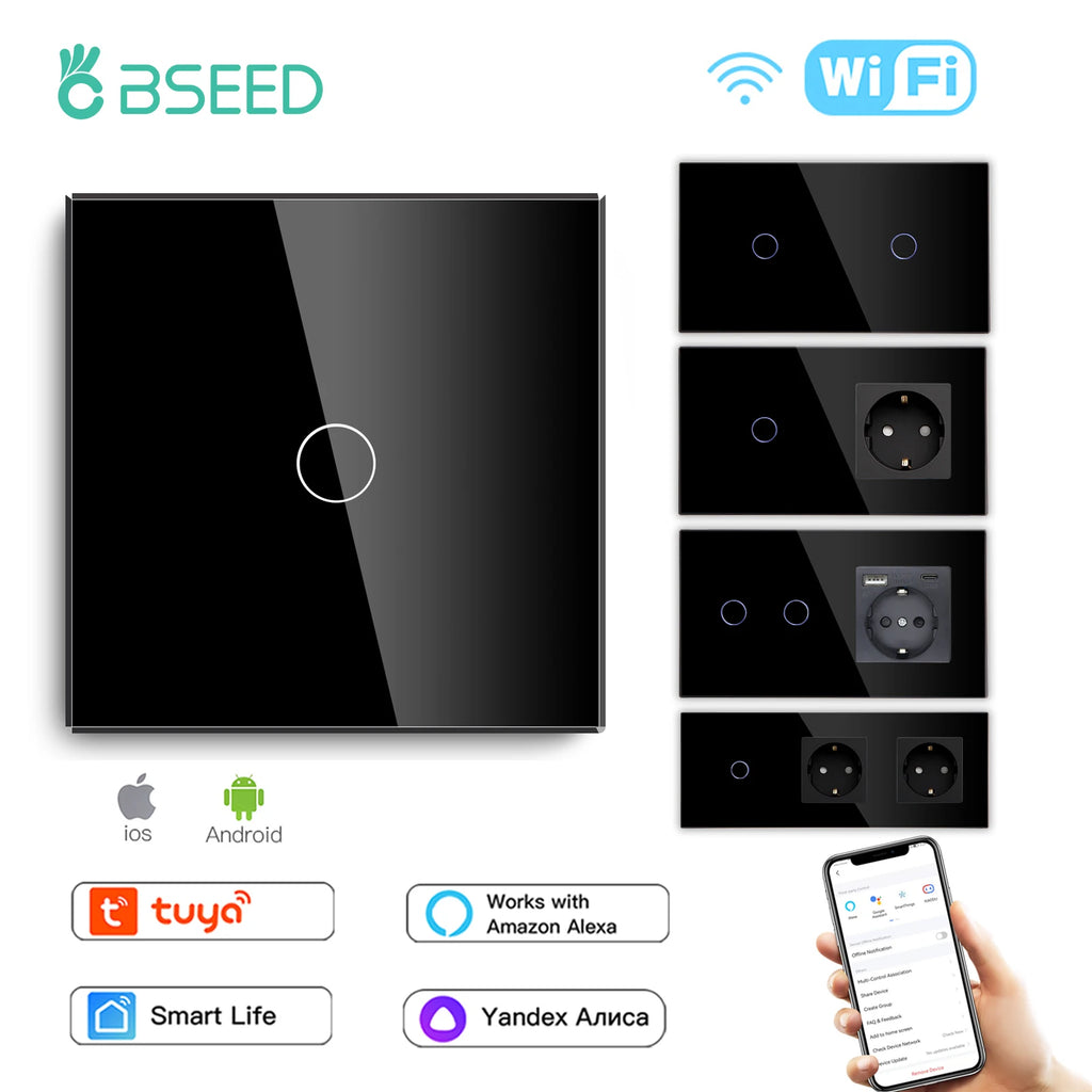 Wifi Smart Light Switch | 1-3 Gang Touch Control | Alexa & Google Compatible Tidesmit