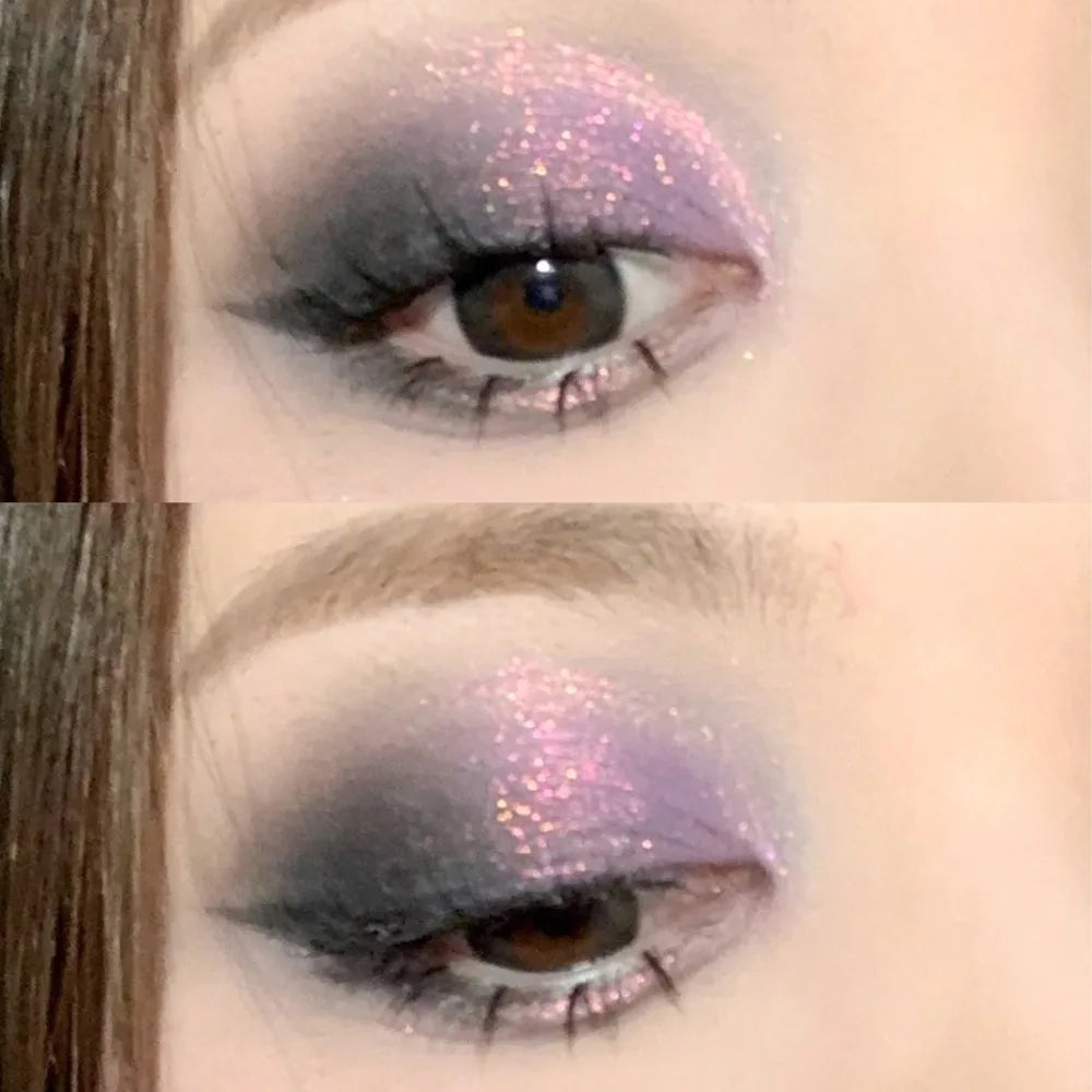 Tidesmit monochrome glitter eyeshadow and shimmering highlighter powder texture close-up for radiant face makeup