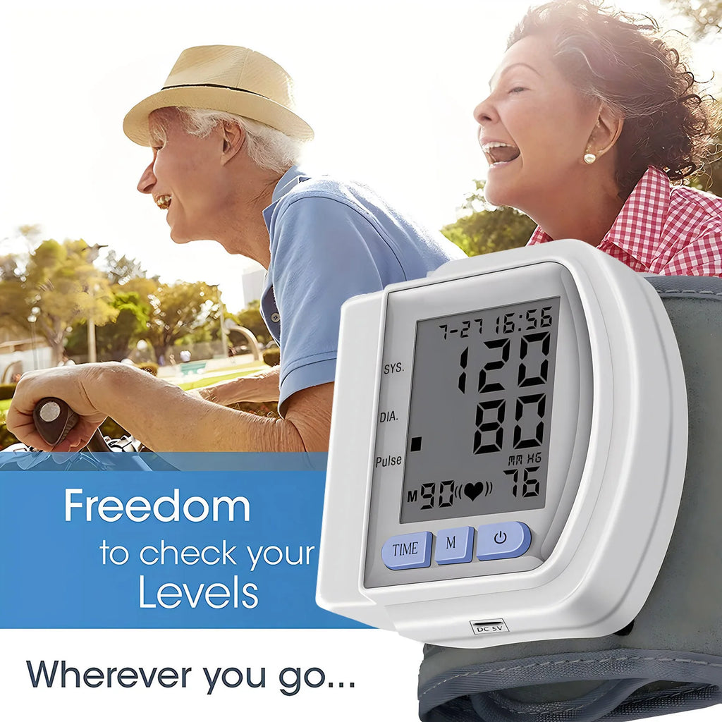 Medical Digital LCD Wrist Automatic Blood Pressure Monitor sphygmomanometer PR Heart Beat Rate Pulse Mete Tonometer Health Care