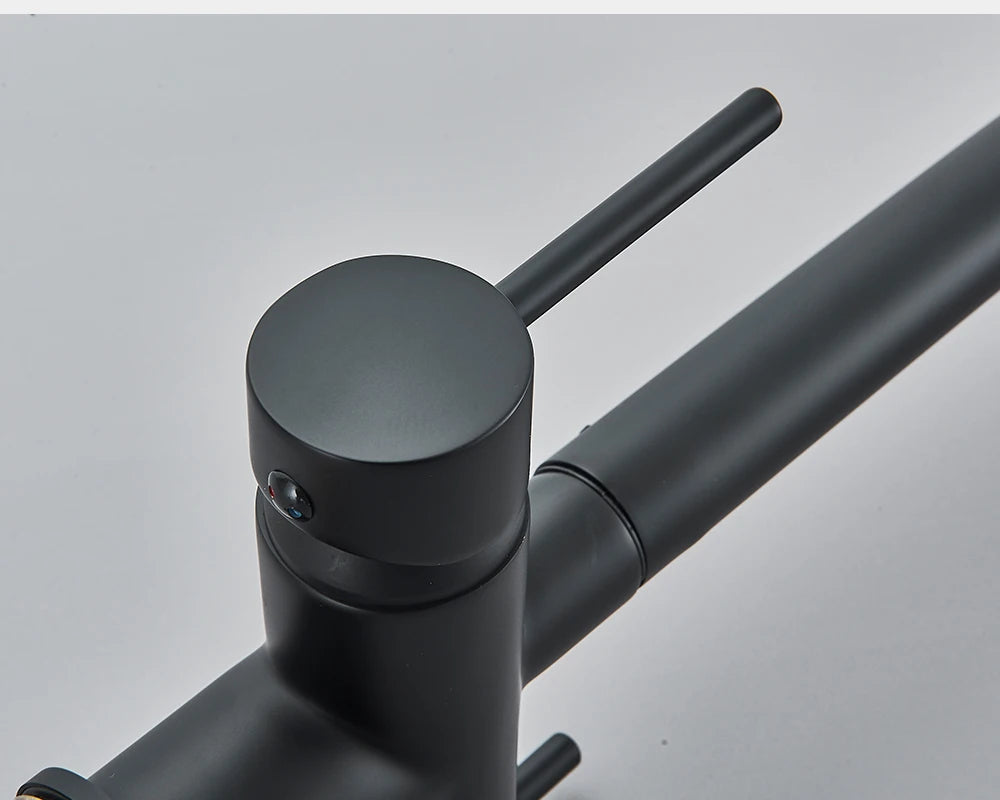 Black Water Purifier Kitchen Faucet 2 In 1 Pull Out Flexible Hot and Cold Water Mixer Tap with Filter Nozzle Faucets