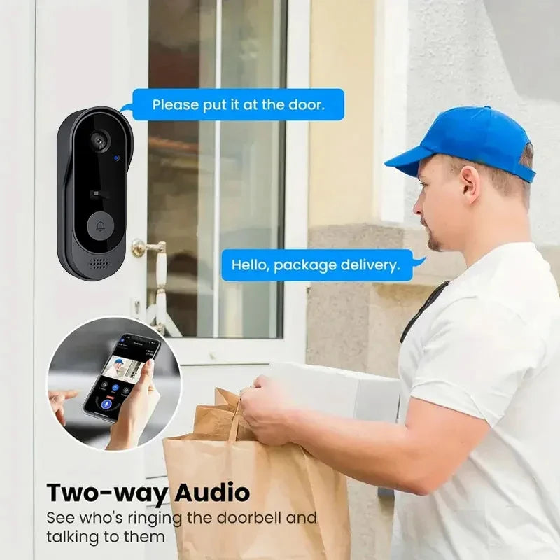 Tuya WiFi Home Smart Video Doorbell Outdoor Bidirectional HD Door Eye Camera 1080P Support SD Card Cloud Storage Waterproof