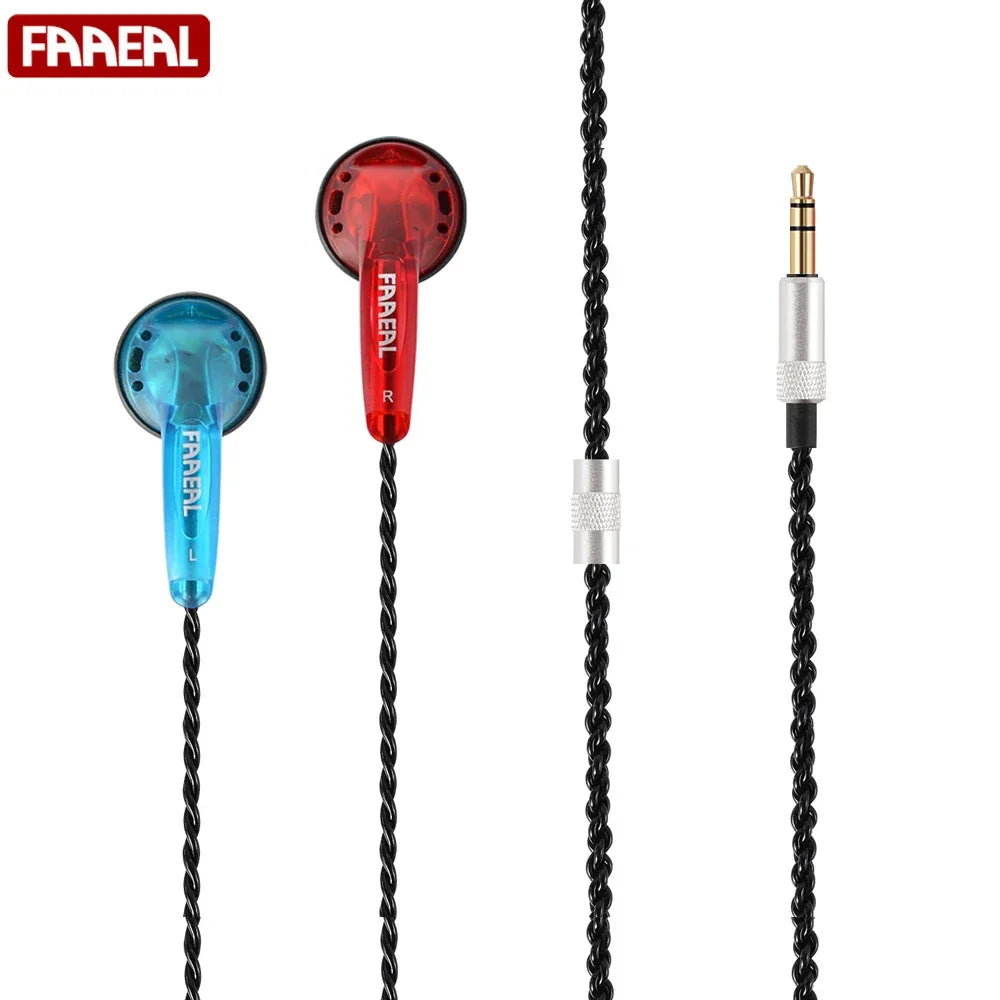MX500 Wired Earbuds 64 Ohm High-Fidelity Audio By Tidesmit Red Blue No Mic Tidesmit