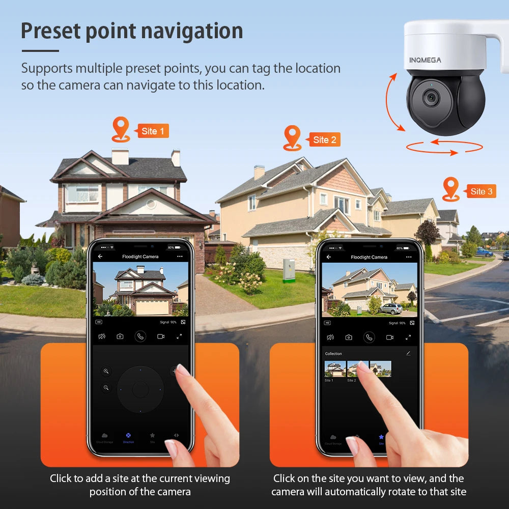 INQMEGA 5MP Tuya Outdoor PTZ Camera Ai Human Detect 1080P Security CCTV Camera Add Google Home And Alexa Wifi IP Camera