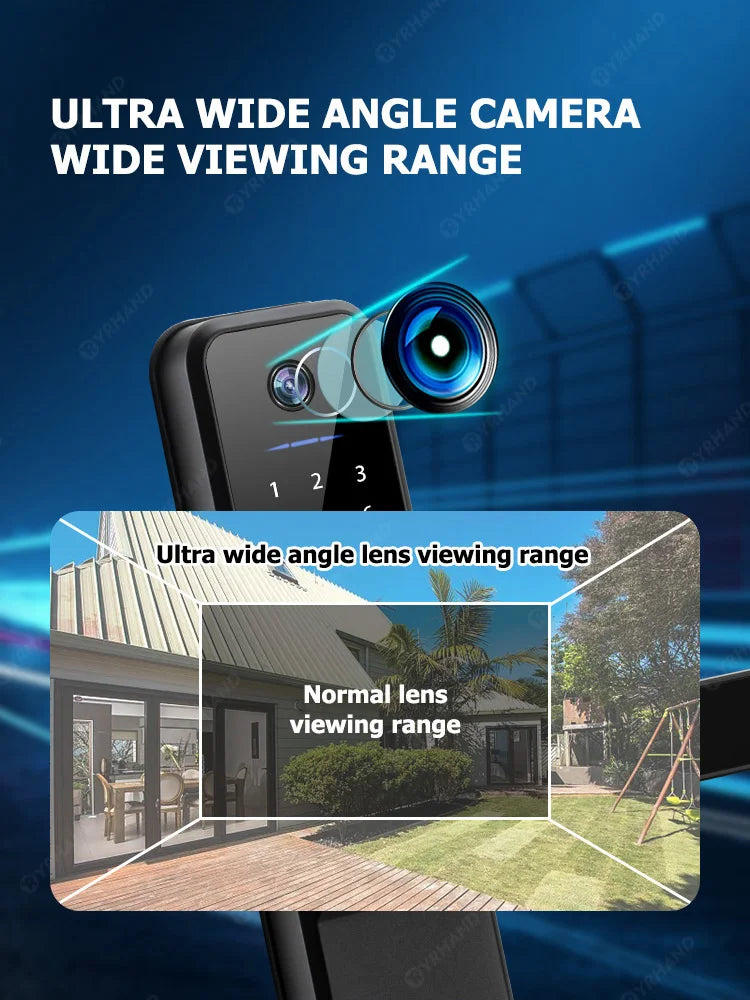 YRHAND H01 Fechadura Eletronica Tuya Wifi Digital Electronic Smart Door Lock With Biometric Camera Fingerprint IP66 Smart Lock