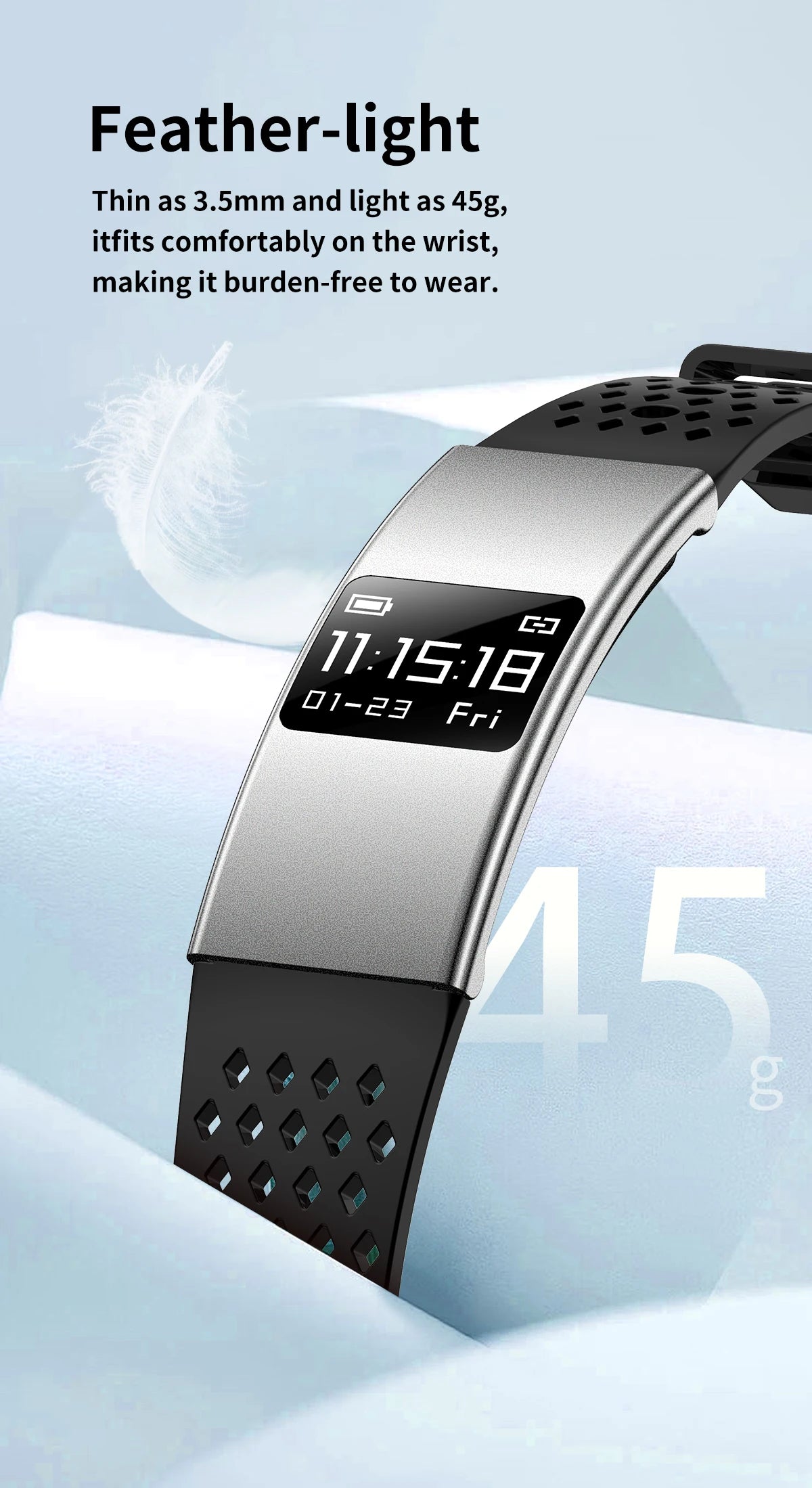 B9 3.5mm Ultra Thin Smart Bracelet Men Women IP68 Waterproof Call Reminder Fitness Sport Smart Band Lightweight Health Wristband