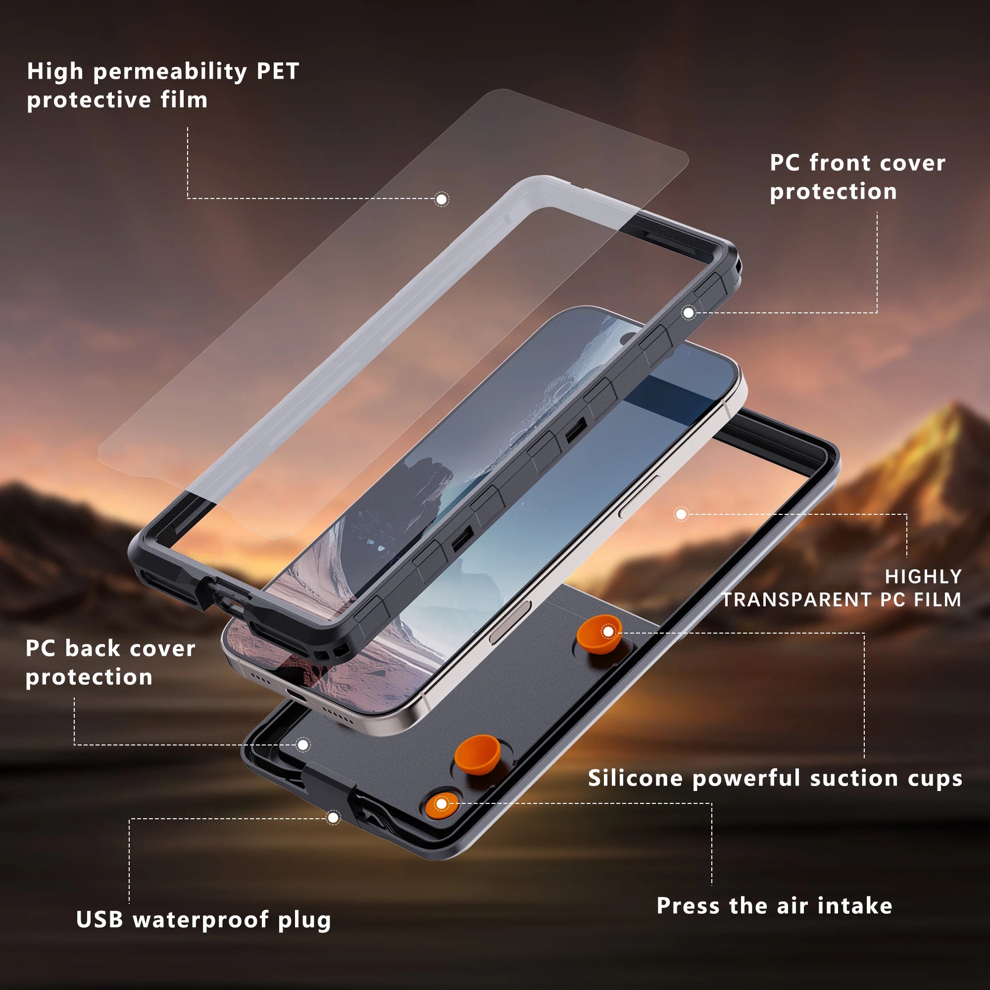 Waterproof Phone Case for 6.9 Inch Devices - IP68 Certified Shockproof Tidesmit