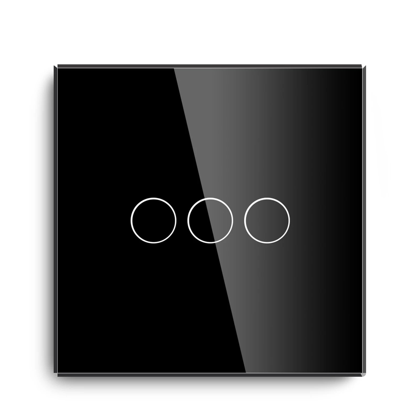 Crystal Glass WiFi Smart Light Switch | App-Controlled Wall Mount 3 Gang 1 Way Black Tidesmit