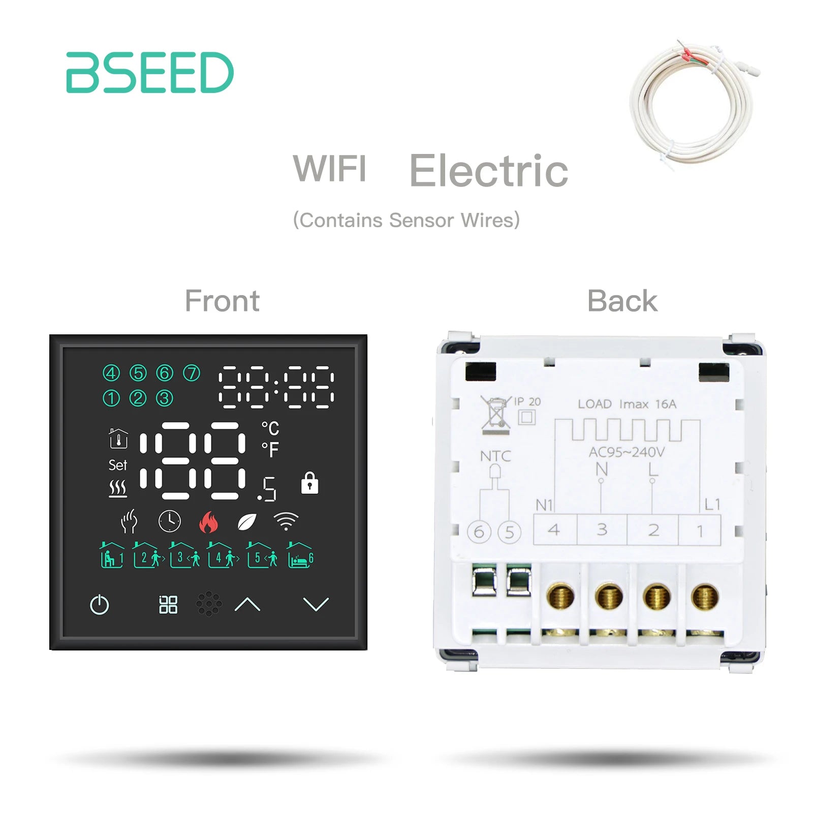 Tidesmit Smart Wi-Fi Floor Thermostat - App-Controlled Home Climate Black ElectricModule Tidesmit