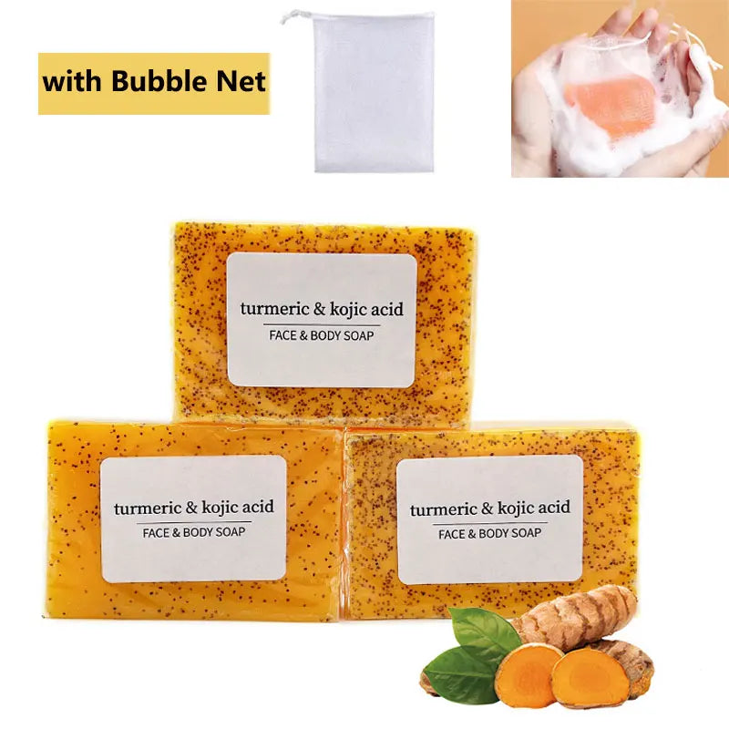 1PCS/2PCS/3PCS/5PCS Turmeric Soap Hand Made Face Soap Tender Skincare Beauty Body Cleaning Essential Oil Soap