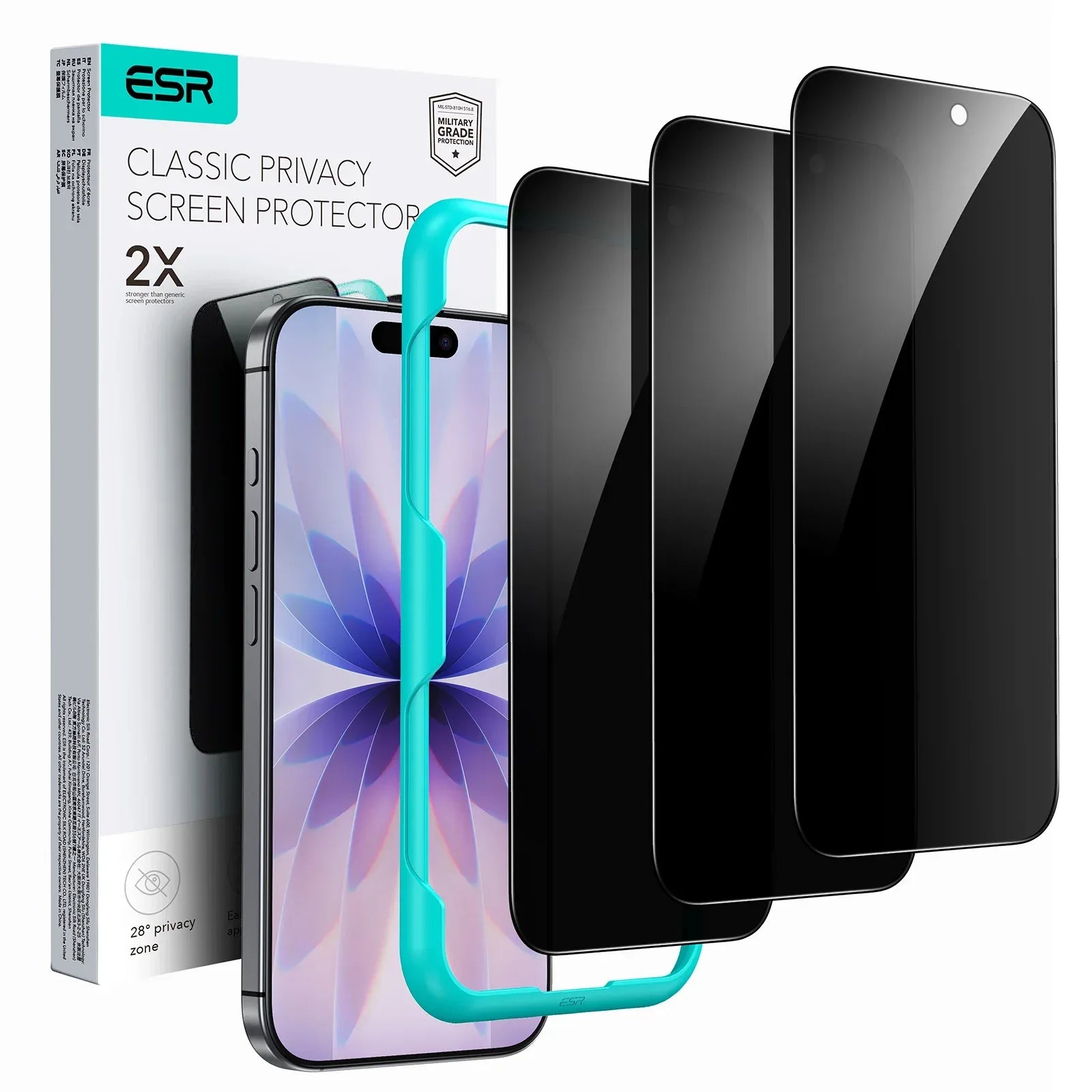 iPhone 16 Pro Max Privacy Tempered Glass Screen Protector (3 Pack) Anti-Peek 3 Pieces Tidesmit