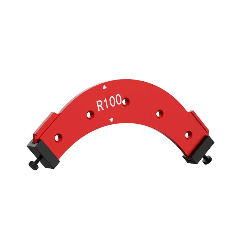 Red R100 arc router corner radius template jig with two clamping feet