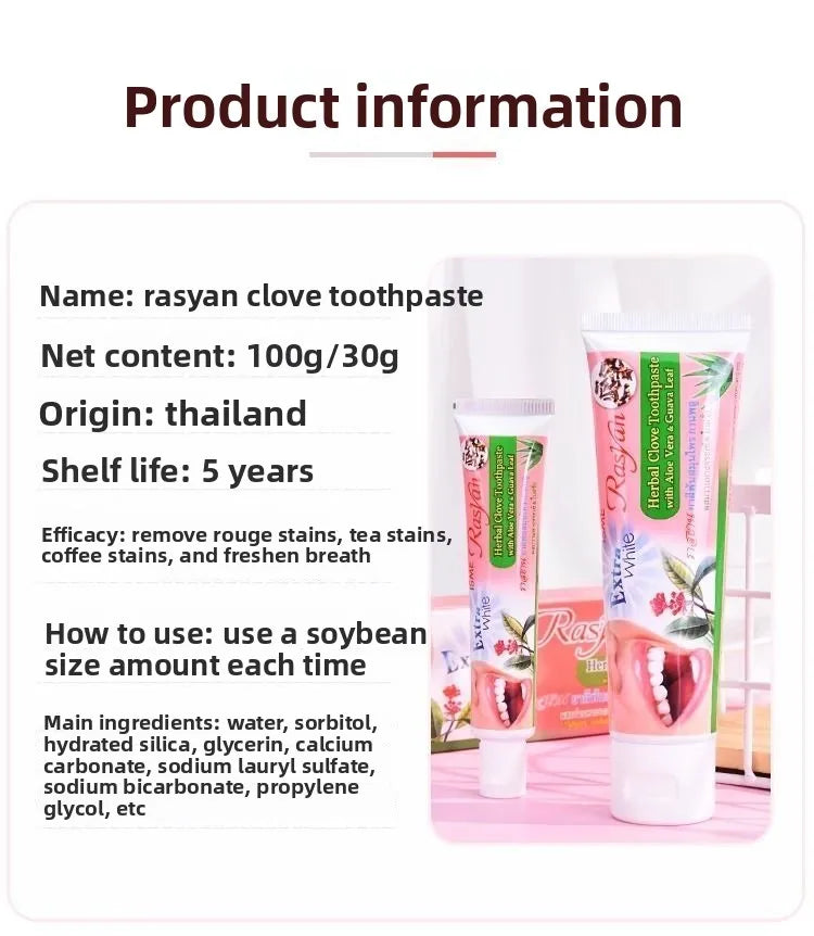 Tidesmit RASYAN herbal whitening toothpaste for removing tea stains and bad breath for oral care
