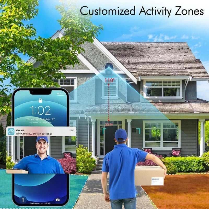 Security Cameras Wireless Outdoor 2K Battery Powered WiFi Camera AI Motion Siren Spotlight Color Night Vision IP66 Waterproof