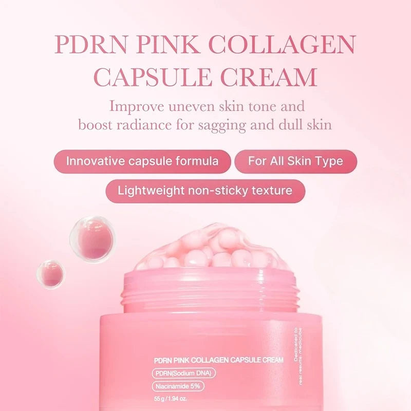 PDRN Collagen Capsule Cream Face Moisturizer Lightweight Cream With Niacinamide For Uneven Skin Tone Korean Skin Care